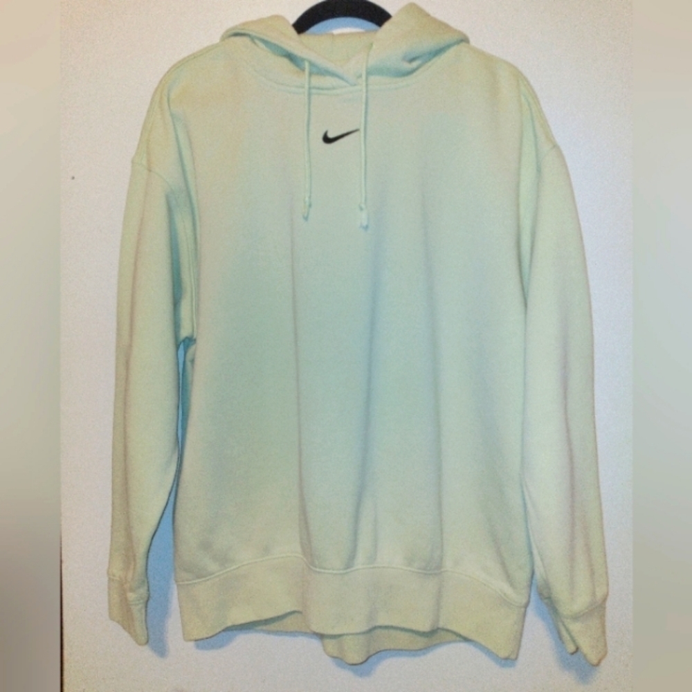 🔥RARE Nike Center Swoosh Oversized fit Washed Lime Ice Green Unisex Hoodie - Picture 3 of 8